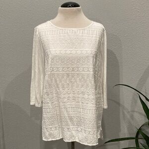 J. Jill White Embroidered Top L